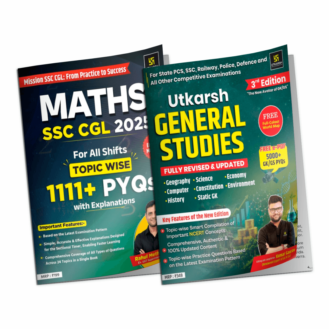 Utkarsh General Studies (New Edition) by Kumar Gaurav & Maths SSC CGL 2025 PYQ Book by Rahul Methi Sir Combo (English Medium)